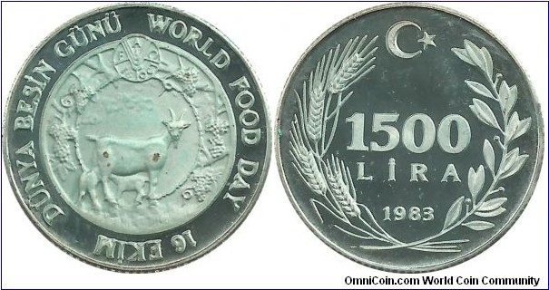 Türkiye 1500 Lira 1983-FAO