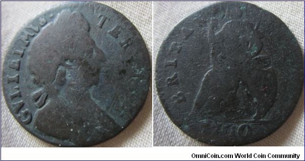 1700 farthing with larger then usual date numerals