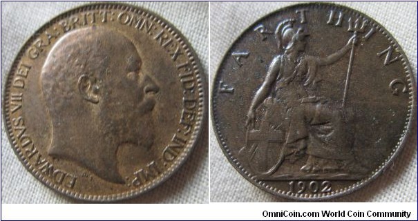 1902 farthing, possibly missed the darkening process