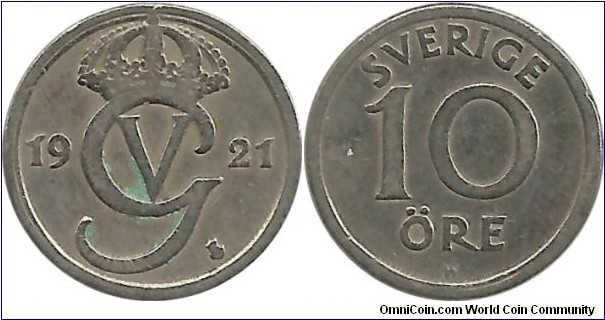 Sweden 10 Öre 1921