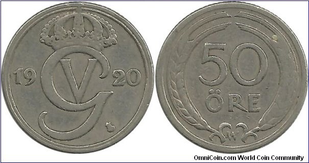 Sweden 50 Öre 1920