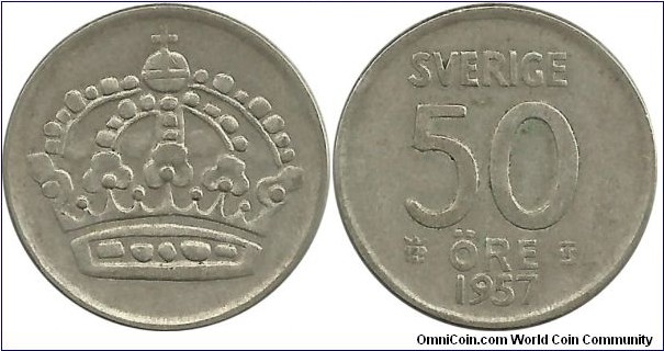 Sweden 50 Öre 1957