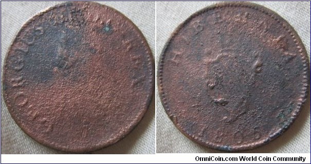 1805 Irish Halfpenny low grade