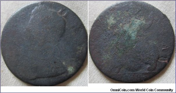 low grade halfpenny date worn but more then likely 1738