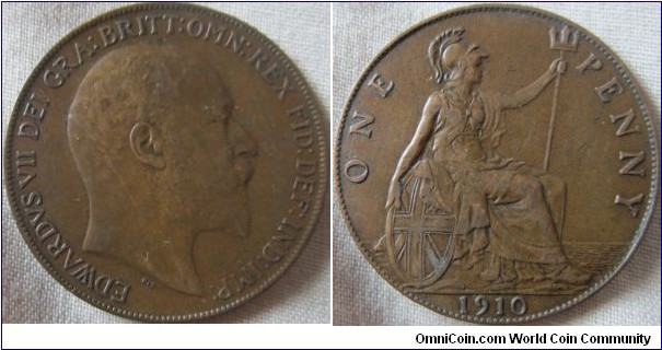 1910 penny VF grade, nice colour