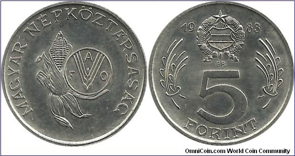Hungary 5 Forint 1983-FAO