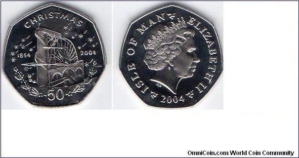 Xmas 50p 
150 Anniversary of the Laxey Water Wheel