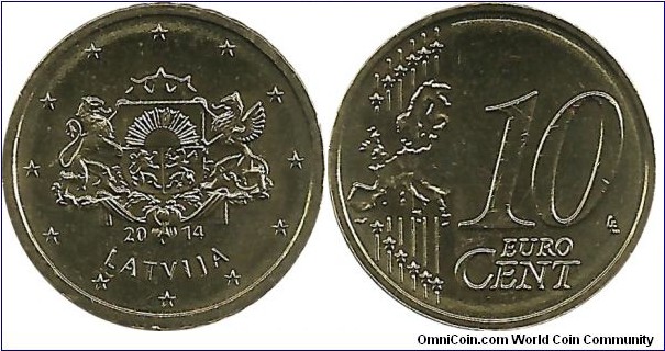 Latvija 10 Eurocents 2014