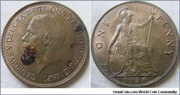 1931 EF penny, very nice lustre, however some ugly spots on obverse