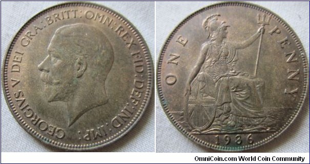 1936 penny, EF grade good load of Lustre