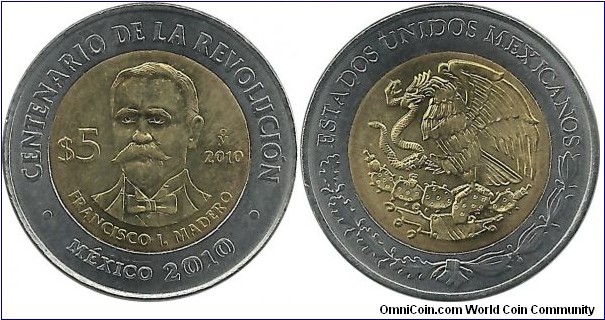 Mexico 5 Pesos 2010-Francisco I. Madero