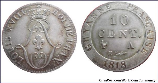 10 Cent French Guiana 1818