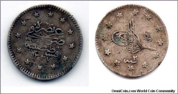 Ottoman Empire 
1 kurush 
Sultan & Caliiph Mehmed V