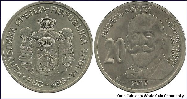 Serbia 20 Dinara 2010