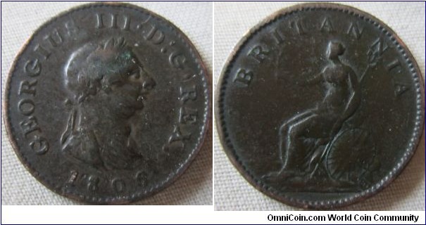 1806 farthing in Fine.