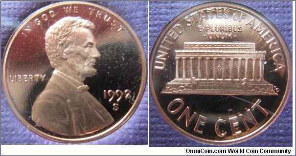 1992 S proof cent