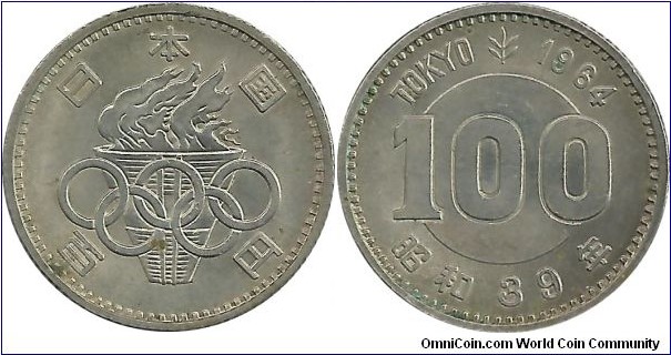 Japan 100 Yen Showa-39(1964) Summer Olympic Games-TOKYO