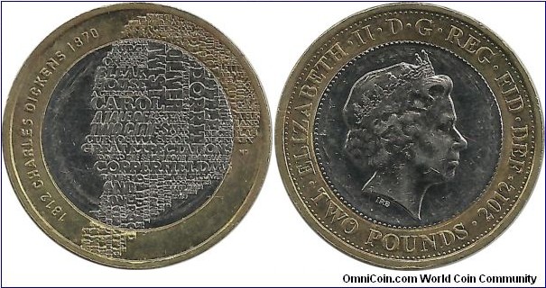 U.Kingdom 2 Pounds 2012 - 200th Birth Anniversary of Charles Dickens (1812-2012)