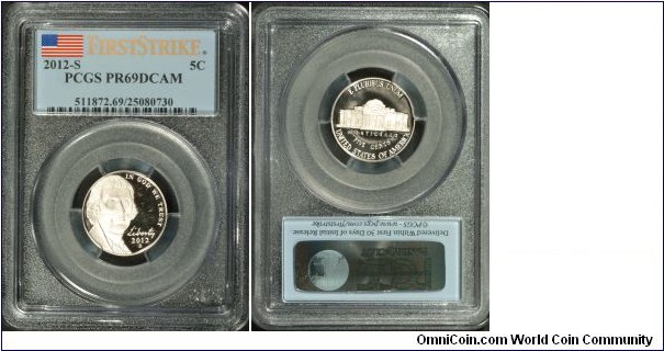 2012S Jefferson Nickel PR69DCAM