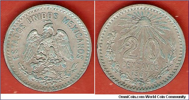 20 centavos 1907 - 0.800 silver