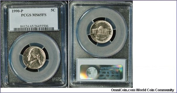 1990P Jefferson Nickel MS65FS