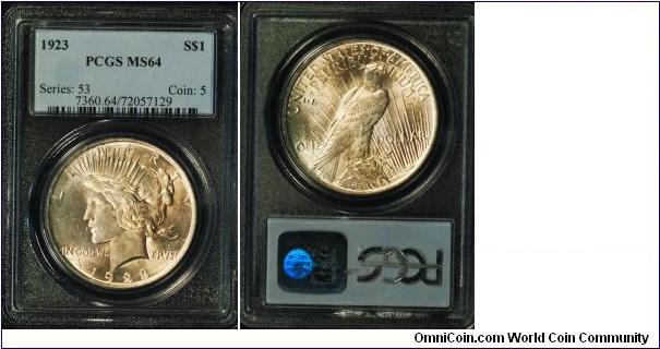 1923 Peace Dollar MS64