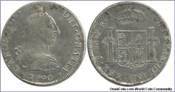 Bolivia-Spanish 8 Reales 1790PTS-PR (Not from my collection)
