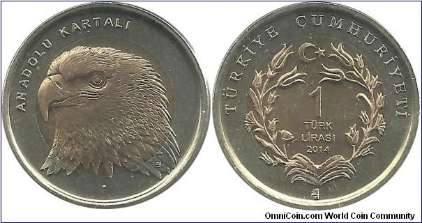 Türkiye 1 Türk Lirası 2014-Anadolu Kartalı (Anatolian Eagle)