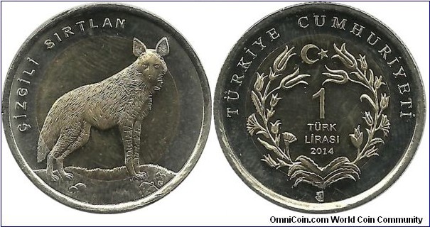 Türkiye 1 Türk Lirası 2014-Çizgili Sırtlan (Striped Hyena)