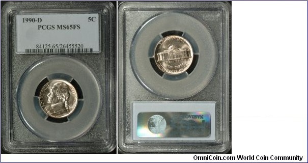 1990D Jefferson Nickel MS65FS