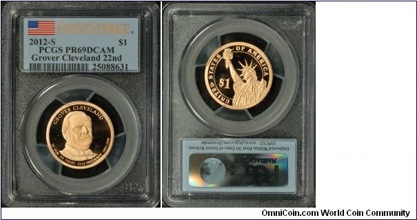 2012S Grover Cleveland 1st Term Dollar PR69DCAM 