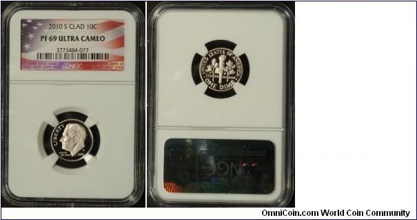 2010 Roosevelt Dime Clad PF69UC