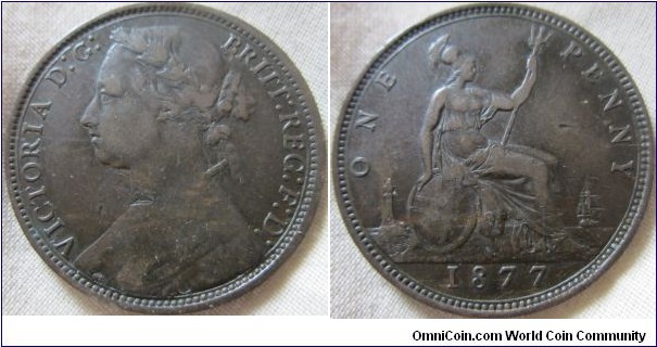 aVF grade 1877 penny