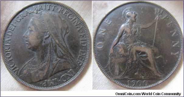 1900 penny VF grade