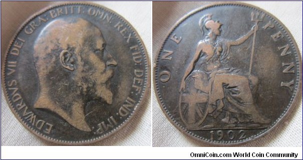 1902 Low tide penny in Fine