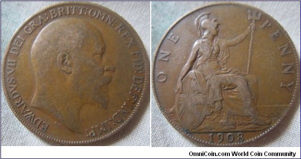 1908 penny in Fine