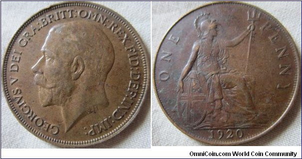1920 Penny, EF, some damage to Reverse
