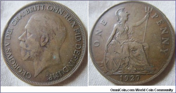 1927 penny aVF