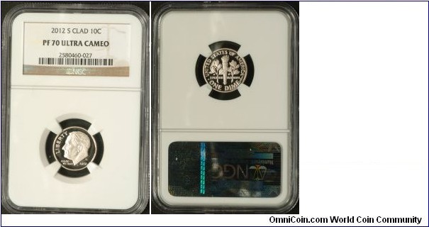 2012S Roosevelt Dime Clad PF70UC