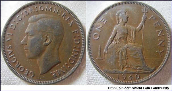 1940 penny Fine grade
