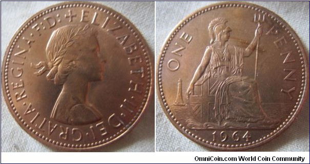 1964 penny EF grade, polished