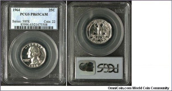 1964 Washington Quarter Silver PR69DCAM