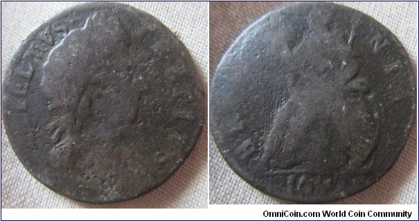 very low grade farthing of William III 1696 or 1697