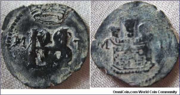 Phillip II blanca Toledo mintmark (MT)