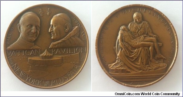 Medal. World Fair New York. Vatican Pavilion.