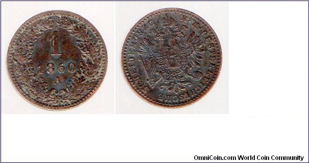 1 Kreuzer 
Mint mark A = Vienna