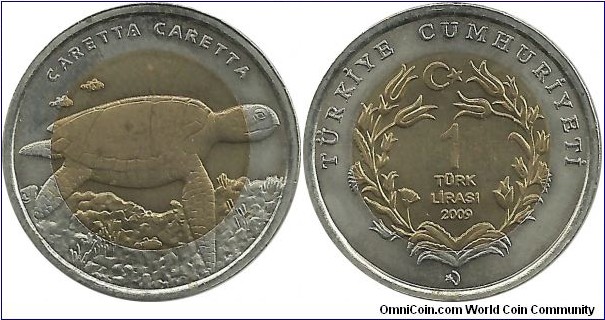 Türkiye 1 Türk Lirası 2009-Caretta Caretta