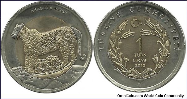 Türkiye 1 Türk Lirası 2012-Anadolu Parsı (Anatolian Leopard)