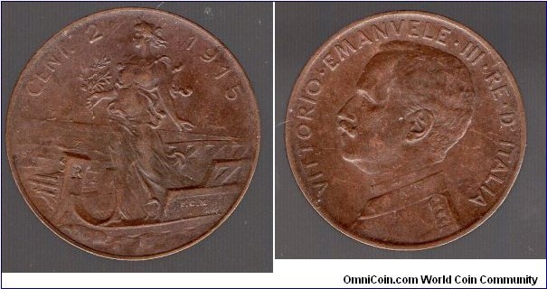 2 Centesimi 
Victor Emmanuel III King of Italy 1900 – 1946