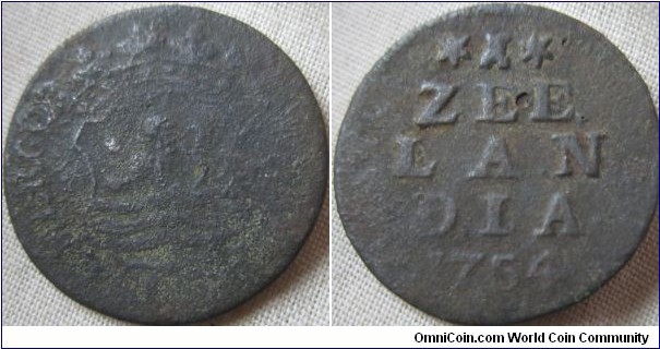 1754 zeelandia 1 cent, low grade